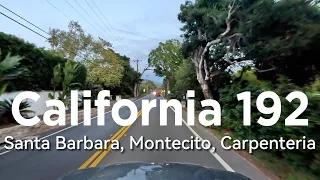 CA192 foothills highway drive Santa Barbara, Montecito, Carpinteria at sunset.  4K virtual dash cam