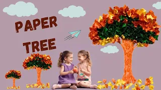 How to Make Beautiful 3d Paper Tree |  Tree Wall Decor Ideas   | DIY Wall Hanging Craft Ideas