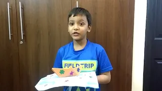 Dhruv reciting a short poem on paper boat