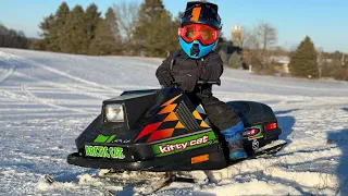 2 Year Old Riding 1999 Arctic Cat Kitty Cat Snowmobile