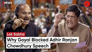 Parliament Session: Piyush Goyal Blocks Adhir Ranjan Chowdhury's Speech, Sparks Chaos in Lok Sabha