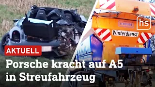 Porsche-Fahrerin prallt in Streufahrzeug und verletzt sich schwer | hessenschau