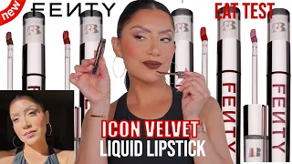 *new* FENTY ICON VELVET LIQUID LIPSTICK + NATURAL LIGHTING LIP SWATCHES & EAT TEST | MagdalineJanet