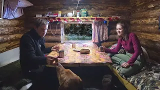 In Log Cabin in the Forest with my Wife and my Dog away From People | Off Grid in Wilderness