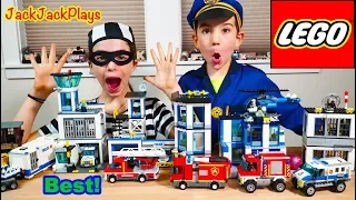BEST Lego City Cops & Robbers Skits! Emergency Vehicles and Costume Pretend Play | JackJackPlays