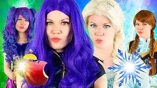 MAL vs ELSA | DESCENDANTS vs FROZEN Sister Battle Royale Mal, Mal’s Sister, Elsa, Anna | BFF Besties