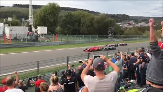 F1 Spa 2018 Start Spectators View - But here comes Sebastian Vettel !!!