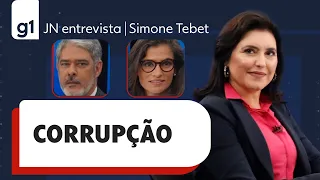 Simone Tebet responde pergunta sobre corrupção em entrevista ao JN | Jornal Nacional | Eleições | g1