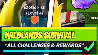 Wildlands Survival ALL CHALLENGES (Catch Zero Point Fish, Hunt Wildlife, Search Containers) Fortnite