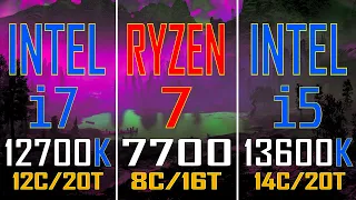 INTEL i7 12700K vs RYZEN 7 7700 vs INTEL i5 13600K // PC GAMES BENCHMARK TEST //