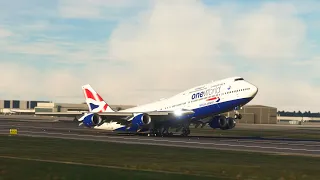 УДИВИТЕЛЬНАЯ ПОСАДКА!! Боинг 747 British Airways приземлился в аэропорту Хитроу