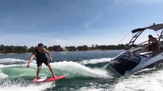 Wakesurfing Behind a Yamaha AR195! (Chase Shots)