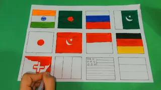 How to draw flag drawings||flag drawing||which country do you live🇮🇳🇧🇩🇷🇺🇵🇰🇯🇵🇹🇷🇩🇪🇨🇭🇫🇷🇺🇸🇦🇲#india #yt