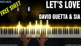 David Guetta, Sia - Let's Love Piano Instrumental | Cover | Notes |  Karaoke