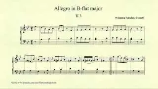 Mozart, Allegro in B-flat major, K 3, Harpsichord