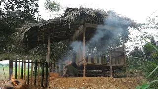 make a stove from soilmake a fence for the kitchen and pick bamboo shoots to eat ​,Thanks