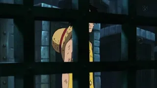 Luffy meets Jinbei for the first time
