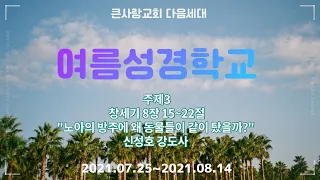 여름성경학교3 / 창세기 8장 15~22절 / 노아의 방주에 왜 동물들이 함께 탔을까? / 큰사랑교회 / 유초등부, 중고등부