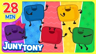 🌈Five Marshmallows Friends Compilation | +Color Monster, Dinosaur | Color Songs for Kids | JunyTony