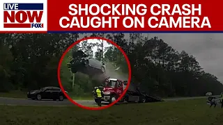 Wild car crash: Georgia car jumps tow truck, launches into the sky | LiveNOW from FOX
