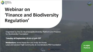 Recording 28 September webinar on Finance and Biodiversity Regulation