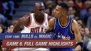 Chicago Bulls vs Orlando Magic Game 6 Full Highlights - NBA ECSF 1995. Jordan 24 pts, Shaq 27 pts