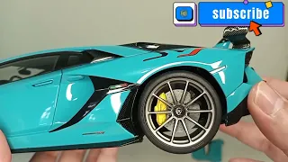 Autoart 1:18 Lamborghini Aventador SVJ Blu Gauco/Solid Blue (Unboxing)