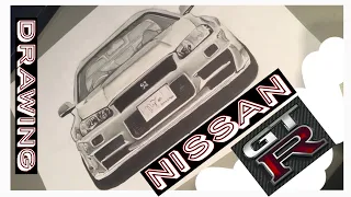 Nissan gtr drawing timelapse!