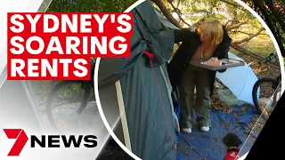 Homeless workers living in Enmore Park because of the rental crisis | 7NEWS