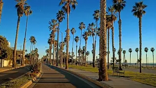 Шикарные пляжи Санта Моники, Калифорния. ..поездка вдоль берега.