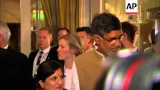 Peace Prize winners Malala and Satyarthi arrive for banquet