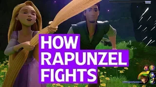 How Rapunzel fights in Kingdom Hearts 3