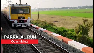 Trains Race🔥 EMU Local Train vs Poorva Express | Parallel Run & Overtake I INDIAN RAILWAYS