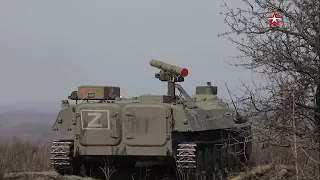 Russian troops firing at Ukrainian positions with 9M111 and Shturm-S 9M114 ATGM