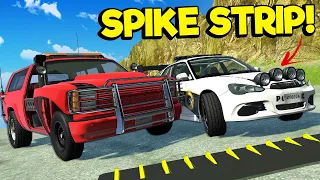 Racing UPGRADED Randomly Generated Cars Against SPIKE STRIPS in BeamNG Drive Mods!