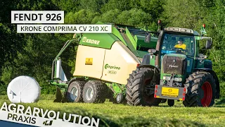 Fendt 926 + Krone Comprima CV 210 XC • baling & wrapping grass silage | Agrarvolution Praxis