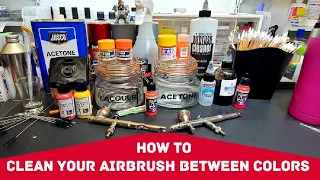 How To Clean Your Airbrush Between Colors - Acrylics - Lacquers - Easy !!