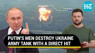 Ukraine Army tank goes into a dramatic explosion in Donetsk | Killer direct hit by Putin's men