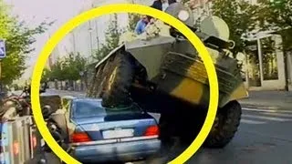 Vilnius Mayor A.Zuokas Fights Illegally Parked Cars with Tank re: