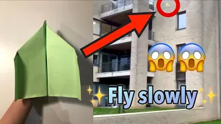 How to make a paper airplane that flies so far slowly😱💯【IT ACTUALLY WORKS✅】