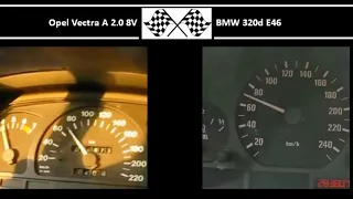 Opel Vectra A 2.0 8V VS. BMW 320d E46 - Acceleration 0-100km/h