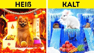 HUND VS. KANINCHEN! fantastische HAUSTIER-Häuser! heiß VS kalt Gestaltung auf 123 GO! CHALLENGE