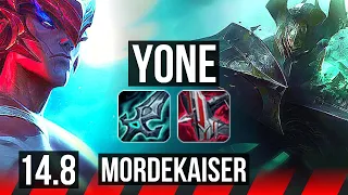 YONE vs MORDEKAISER (TOP) | 4/0/4, 1200+ games | KR Master | 14.8