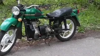 Дизельный мотоцикл урал, выезд в лес