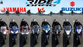 Yamaha Vs Suzuki 1000CC Drag Battle | Battles OF Super Bikes | Ride 4 Official Drag Race | 4K |