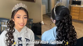 Quinceañera hair tutorial | Quinceañera hairstyle | Half up half down hair tutorial