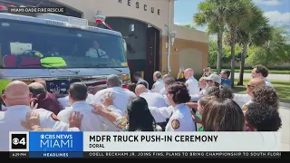 Miami-Dade Firer Rescue hold truck push-in ceremony