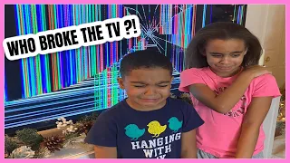 BROKEN TV SCREEN PRANK ON KIDS | VLOGMAS DAY 3