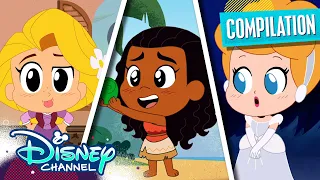 Every Disney Princess Chibi Tiny Tales 👑 | Rapunzel, Moana & MORE! | Compilation | @disneychannel