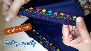 beautiful hand embroidery sleeves border || multi color embroidery || SALEEQA CHANNEL